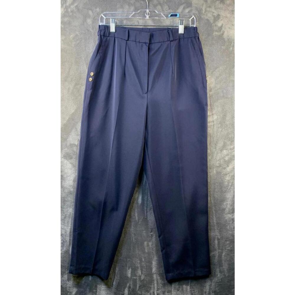 Vintage 80s Goshen Women's Navy Blue Casual Pants with Elastic Waistband (710)